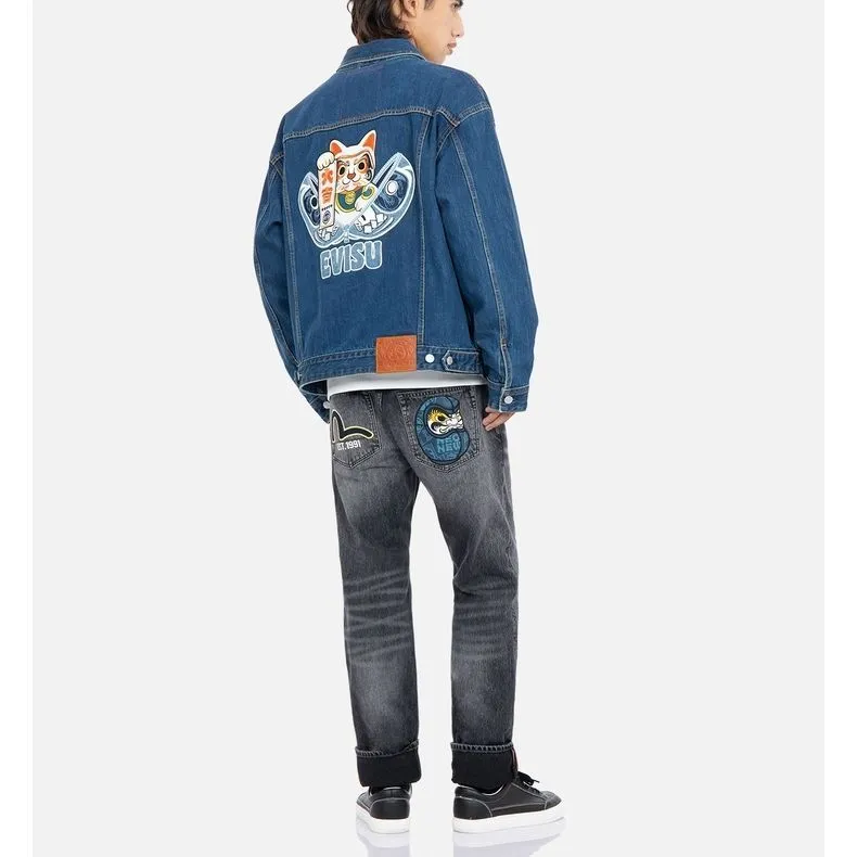 EVISU Denim Jackets Men Denim Blue-5