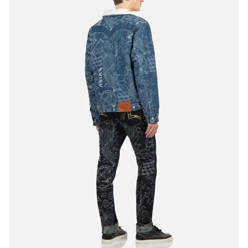 EVISU Denim Jackets Men Denim Blue-4