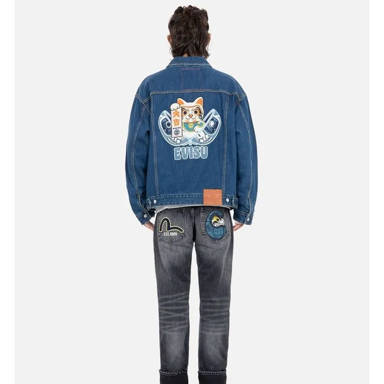 EVISU Denim Jackets Men Denim Blue-3