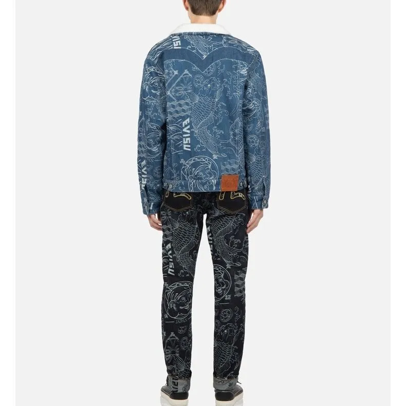 EVISU Denim Jackets Men Denim Blue-5