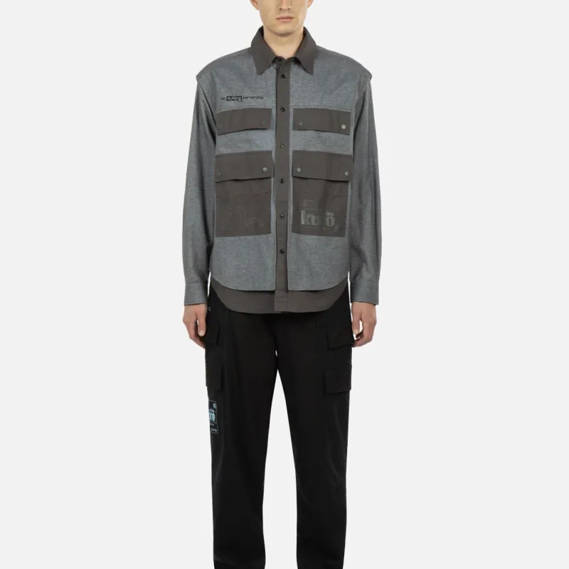 EVISU Shirts Men Dark Gray/Dark Charcoal-4