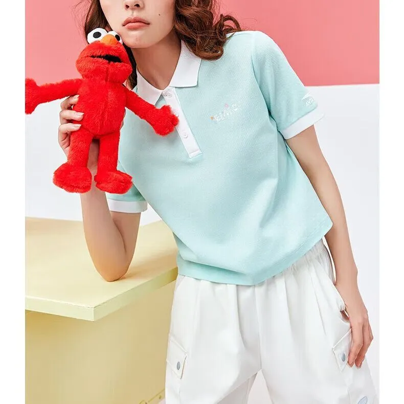 Sesame Street X ANTA Life Collection Polo Shirts Women's Light Phoenix Blue-5