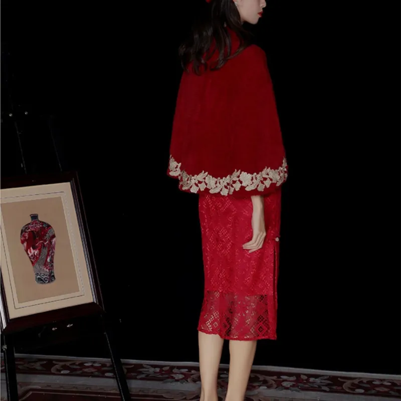 JINYE ORIENTAL Cheongsam Women's Burgundy-3