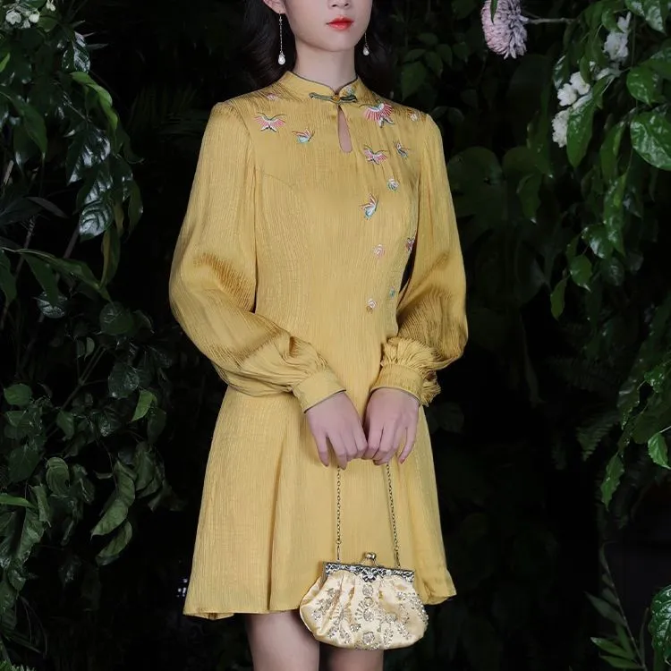 JINYE ORIENTAL Dress Women's Yellow-2