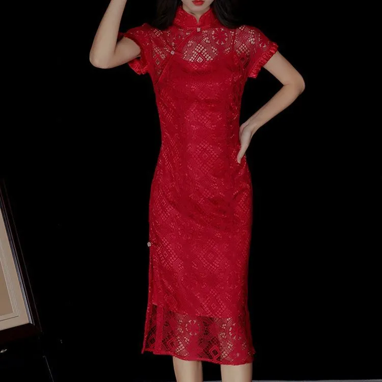 JINYE ORIENTAL Cheongsam Women's Burgundy-2