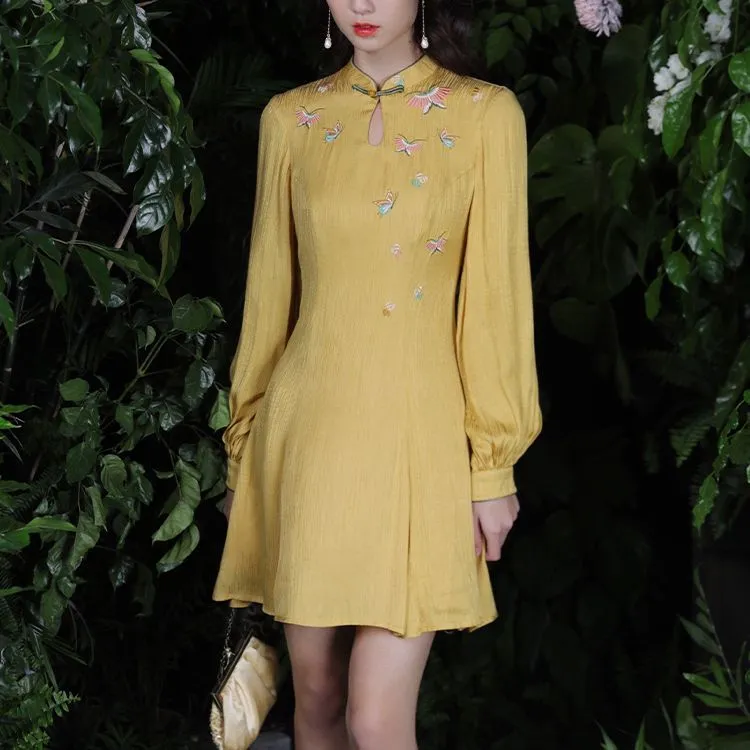 JINYE ORIENTAL Dress Women's Yellow-3