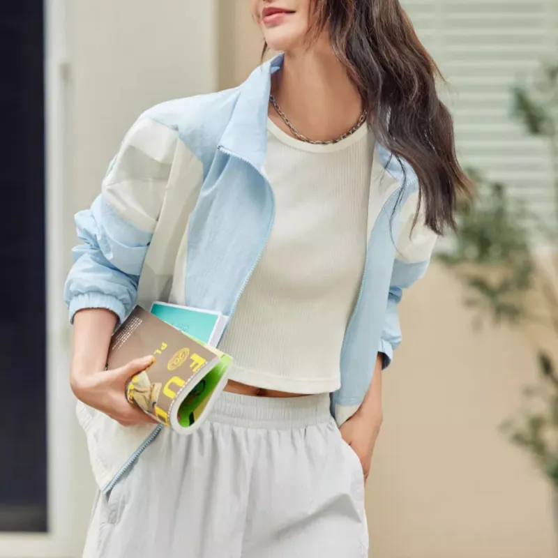 ANTA Life Collection Jackets Women's Cloud Fabric Blue-7