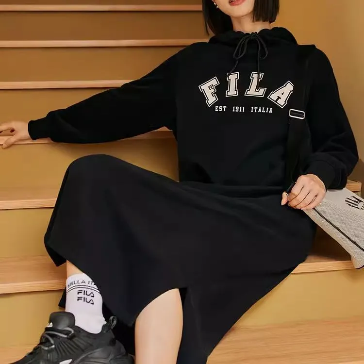 FILA Long Sleeved Dress Women's Black-2
