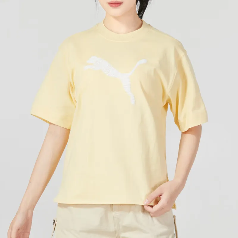 PUMA Drop Shoulder Sleeve T Shirt Women's Yellow-2