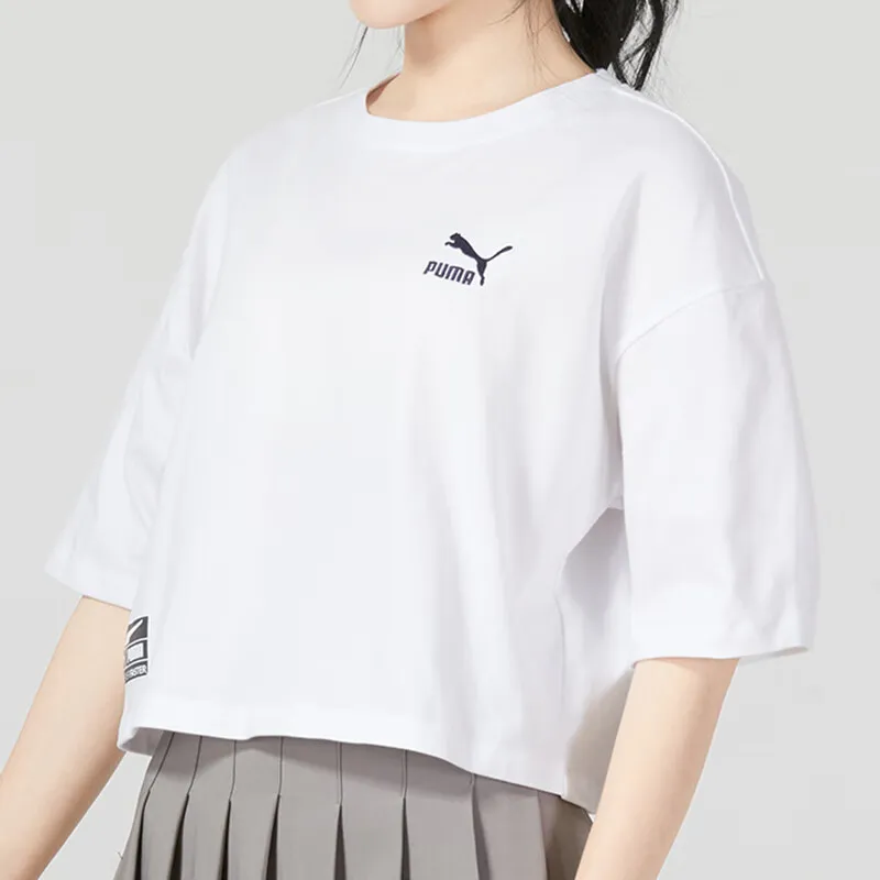 PUMA Drop Shoulder Sleeve T Shirt Women's White-3