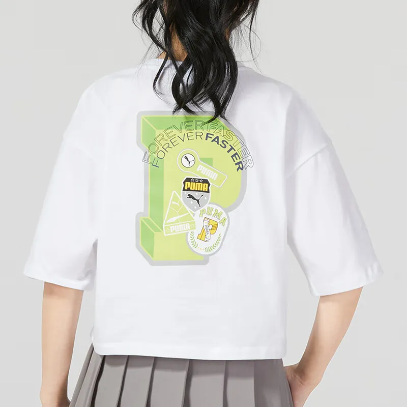 PUMA Drop Shoulder Sleeve T Shirt Women's White-2