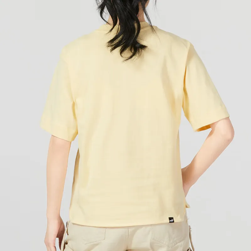 PUMA Drop Shoulder Sleeve T Shirt Women's Yellow-3
