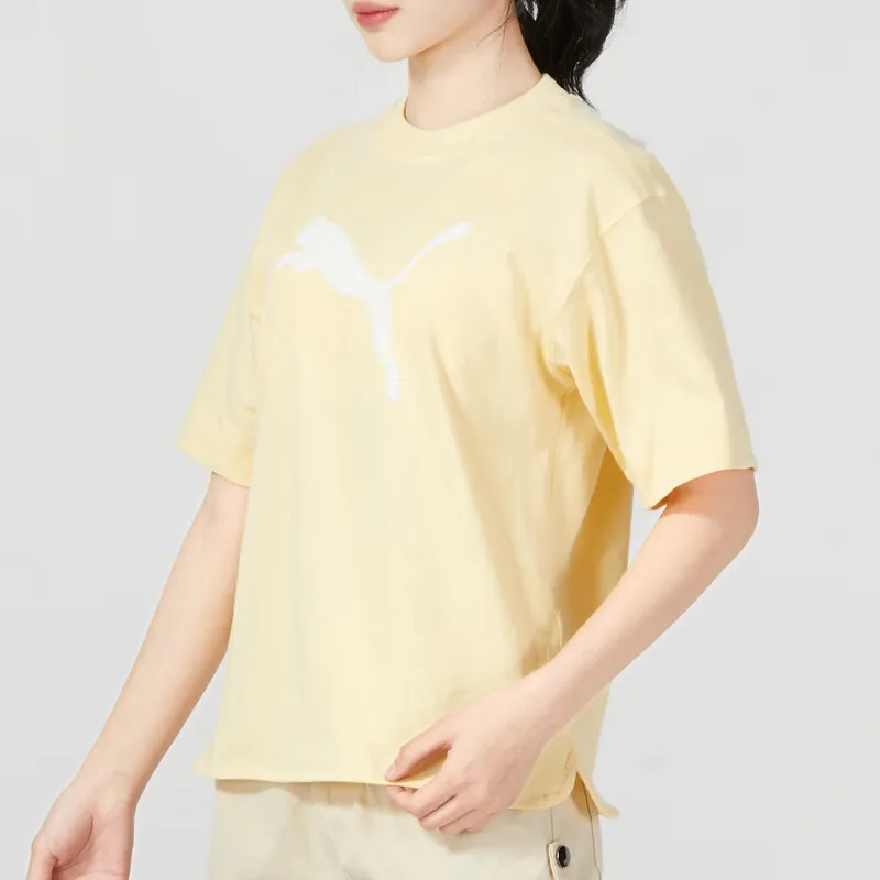 PUMA Drop Shoulder Sleeve T Shirt Women's Yellow-4
