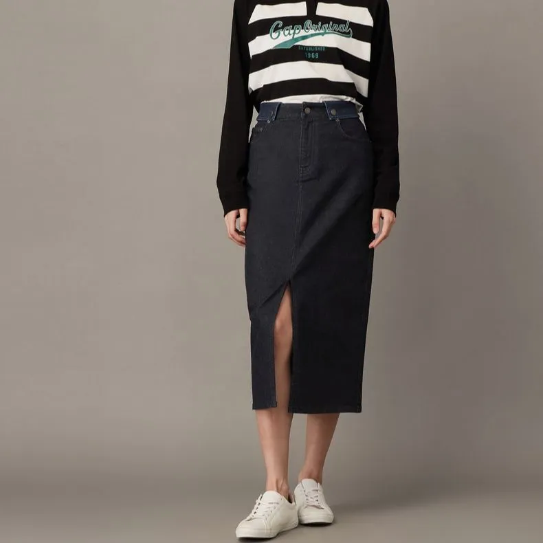 GAP Denim Long Skirt Women's Dark Blue-4