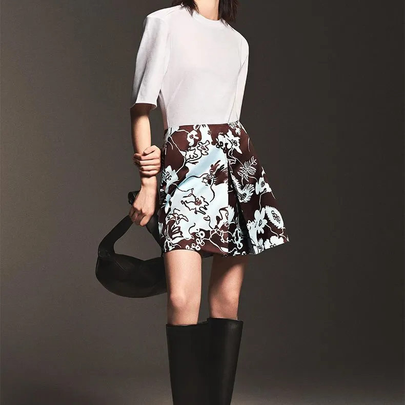 COS Casual Short Skirts Women's Dark Brown/Blue-4