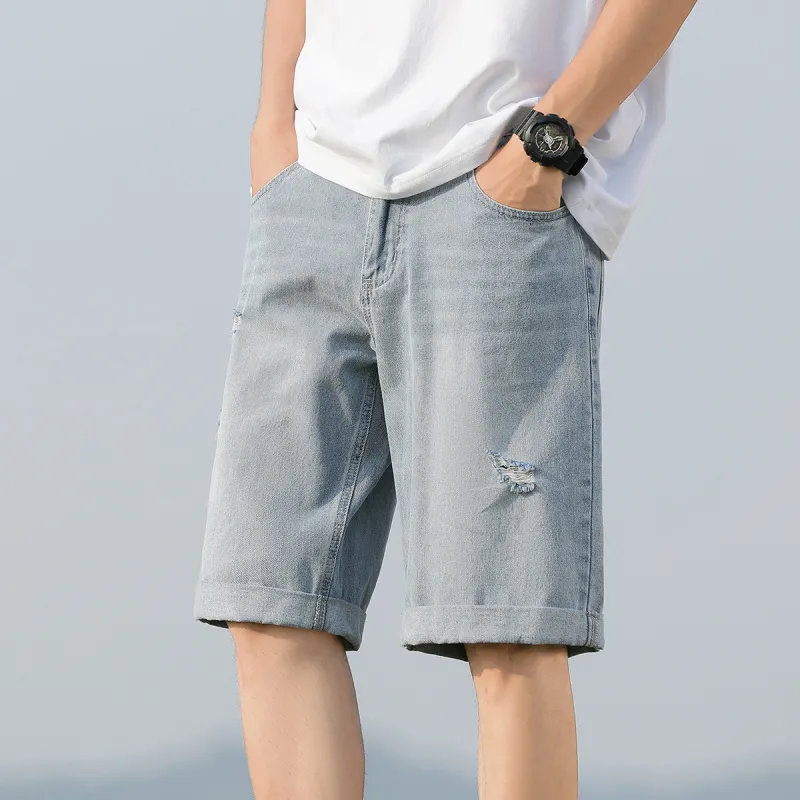 Tonlion Denim Shorts Men's Light Blue-4