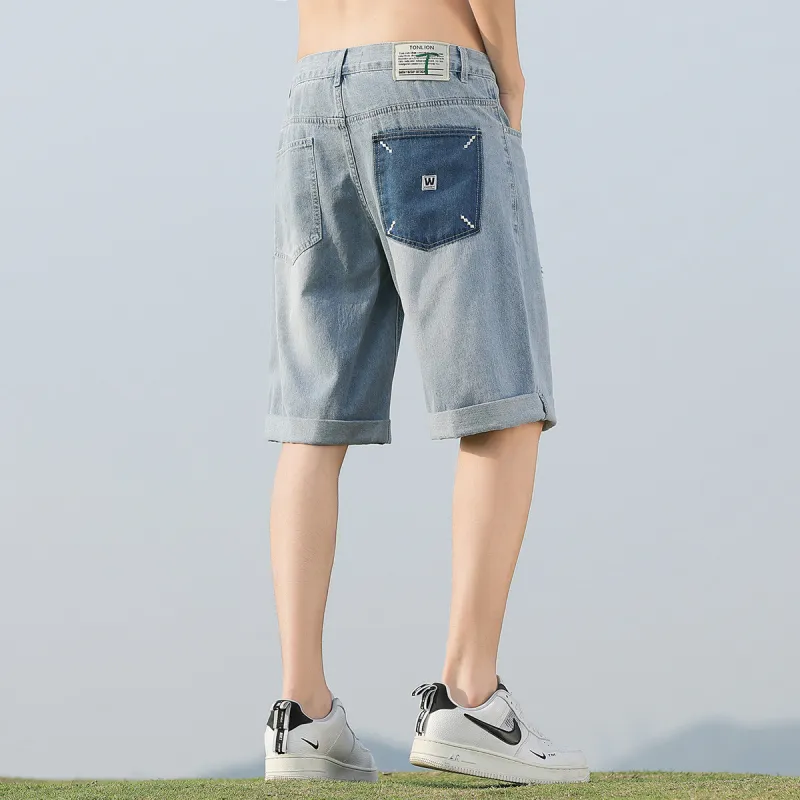 Tonlion Denim Shorts Men's Light Blue-3