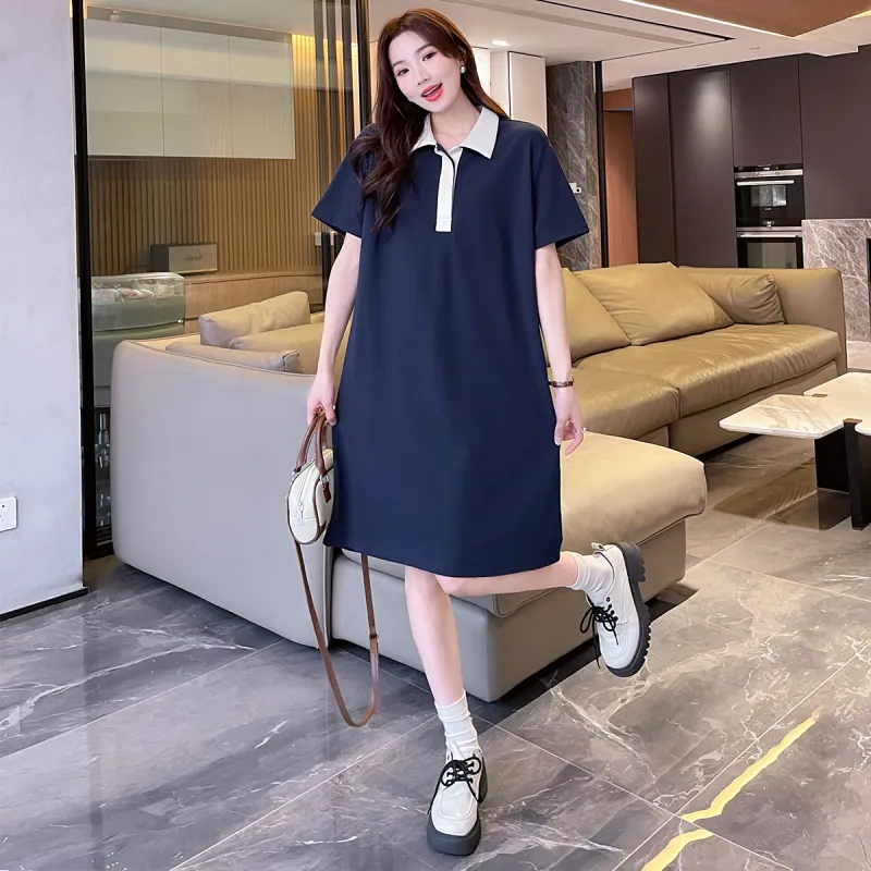 Tonlion Short Sleeved Dresses Women's Navy Blue-1