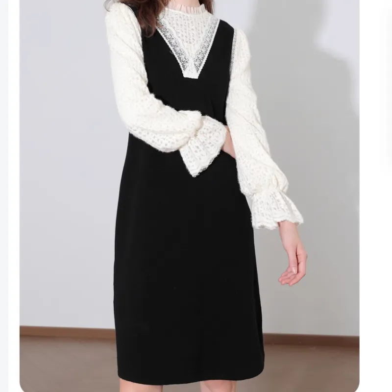 3COLOUR Long-Sleeved Dresses Women's Black-2