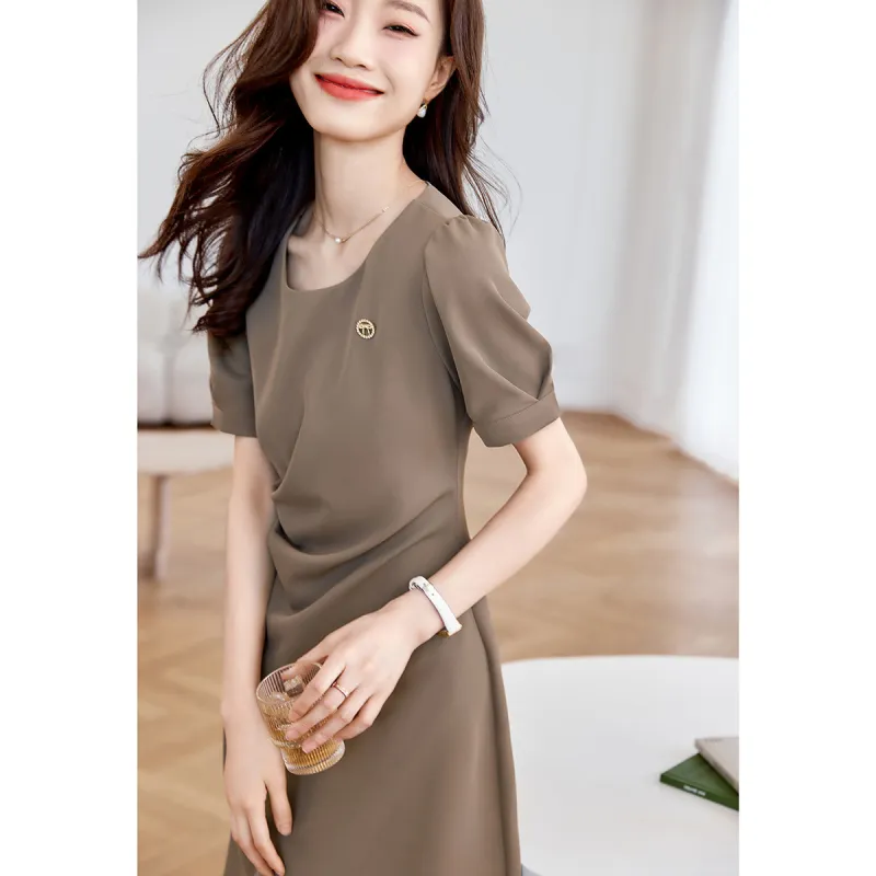 Mo Han Yi Mei Short Sleeved Dress Women's Mocha-2