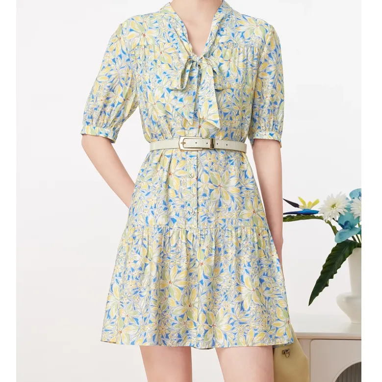 JZ. ANNAKRO Short Sleeved Dresses Women's Pattern Blue-1