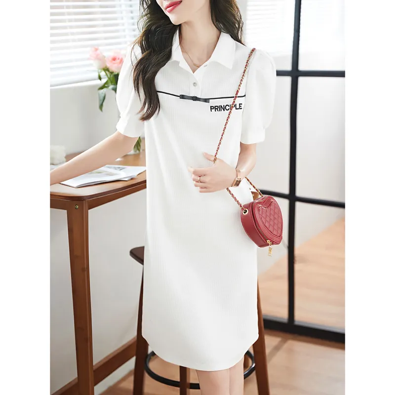 Mo Han Yi Mei Short Sleeved Dress Women's White-2