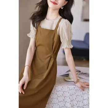 Mo Han Yi Mei Short Sleeved Dress Women's Caramel