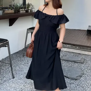 DAMABAIFENBAI Slip Dresses Women's Black