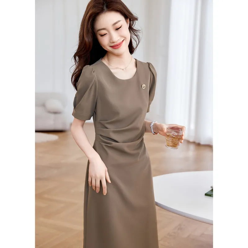 Mo Han Yi Mei Short Sleeved Dress Women's Mocha-4