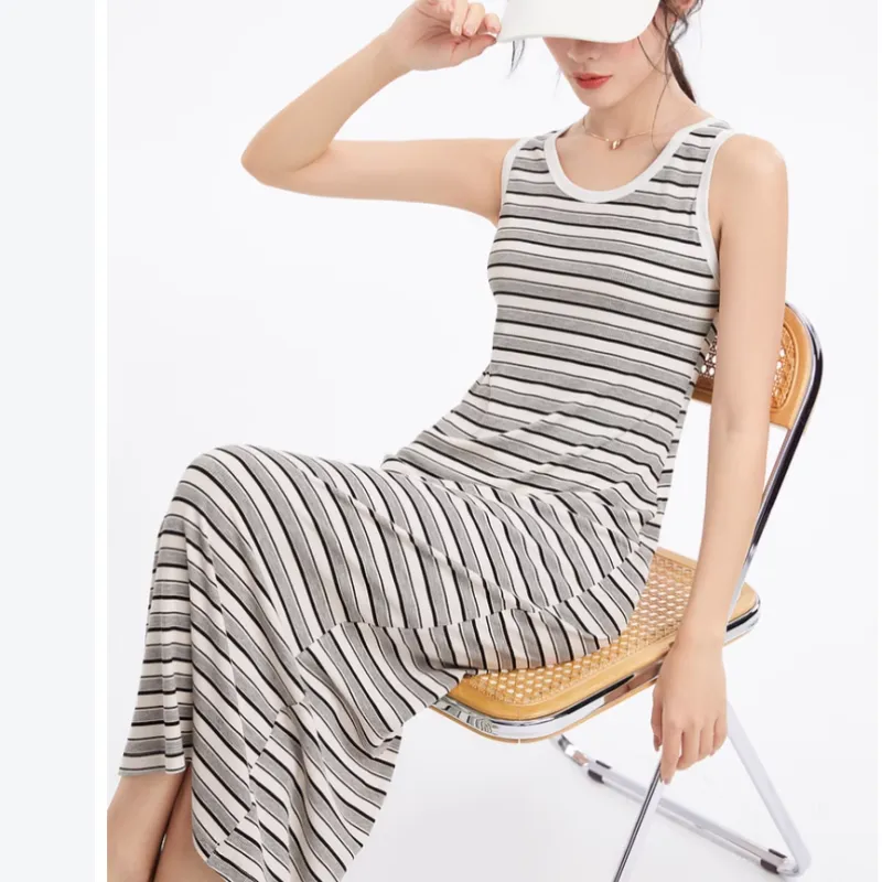 Fragment Sleeveless Dress Women's Black White-2