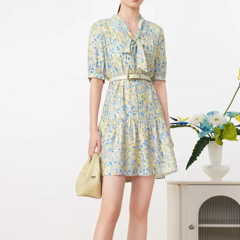 JZ. ANNAKRO Short Sleeved Dresses Women's Pattern Blue-2