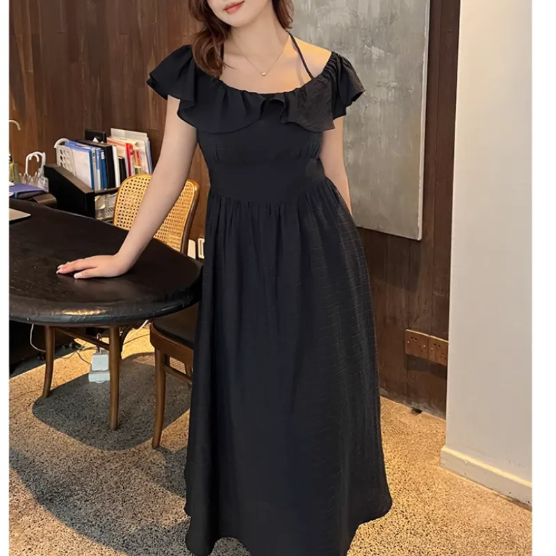 DAMABAIFENBAI Slip Dresses Women's Black-1