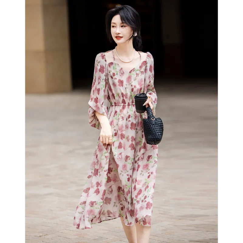 【dme】 Long Sleeved Dresses Women's Pink-1