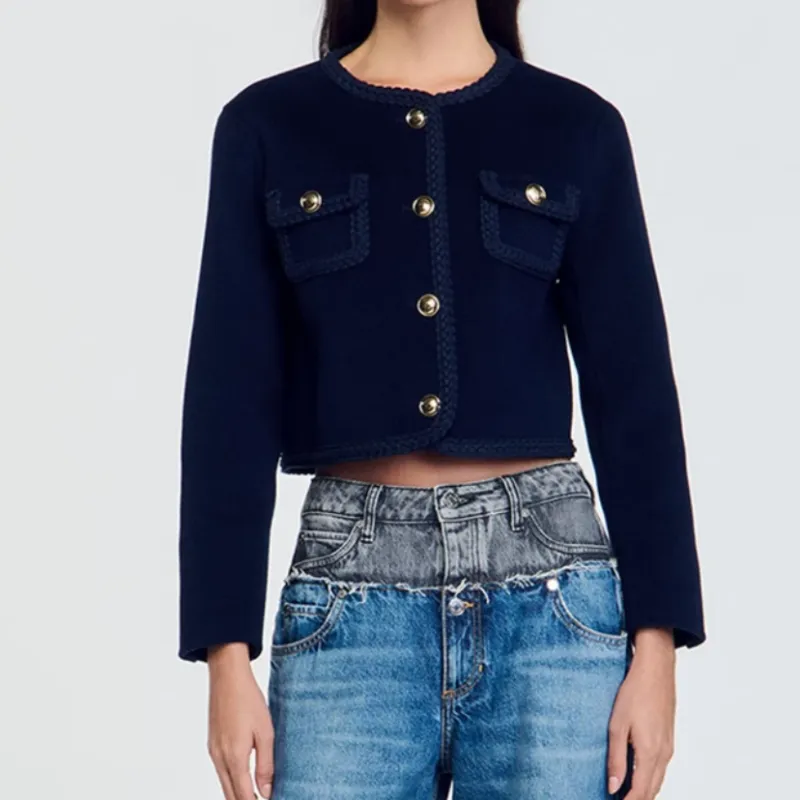 Sandro Cropped Felted Jacket-4
