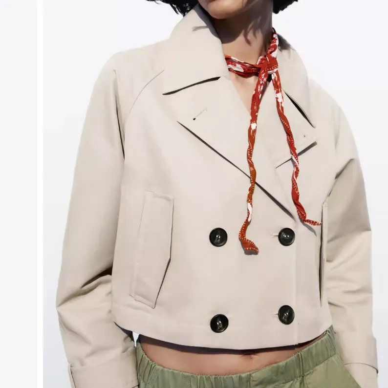 ZARA Trench Coats Women's White-4