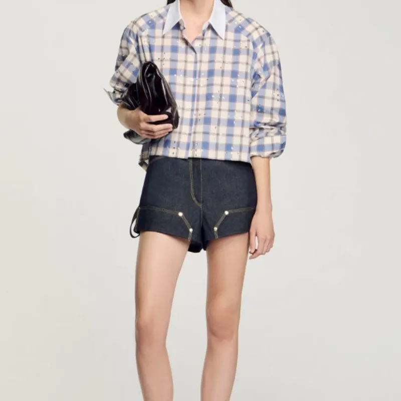 Sandro Rhinestone embellished Cotton Shirt-3