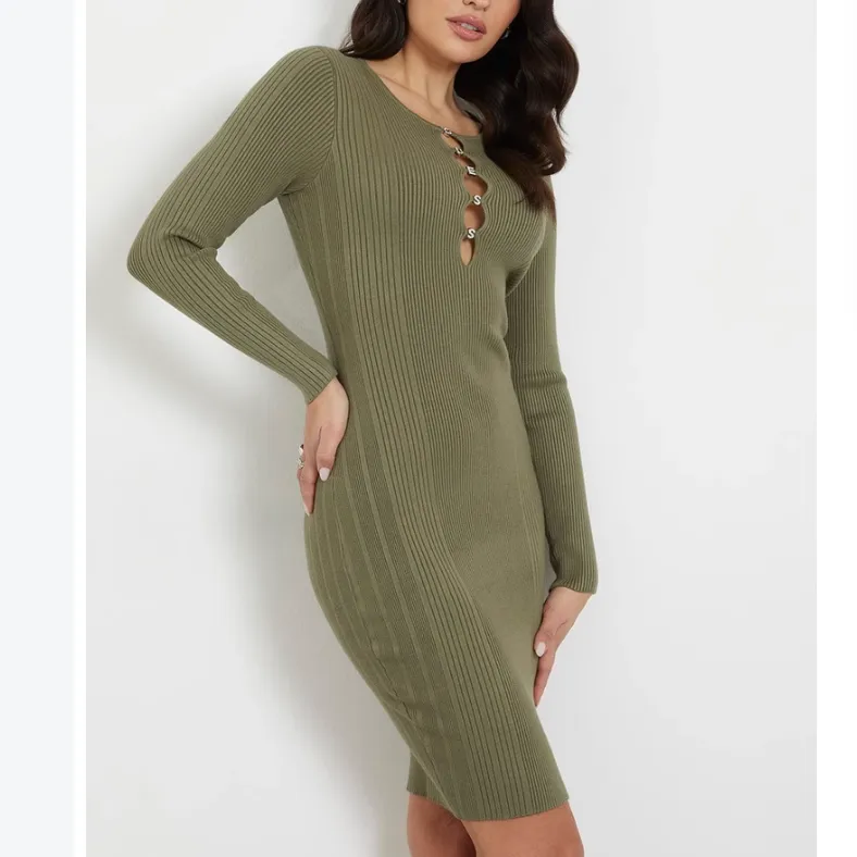 GUESS Long-Sleeved Dresses Women's Green-2