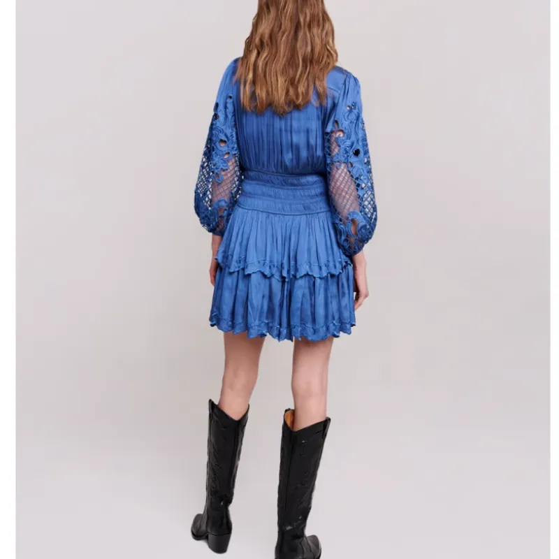 Maje Long Sleeved Dress Women's Blue-3