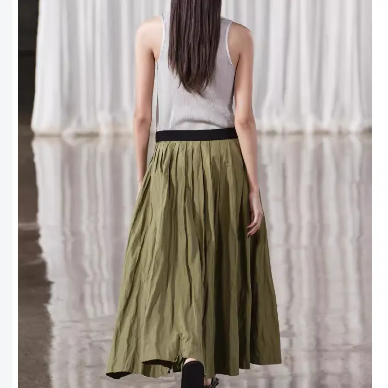 ZARA Casual Long Skirts Women's Green-4