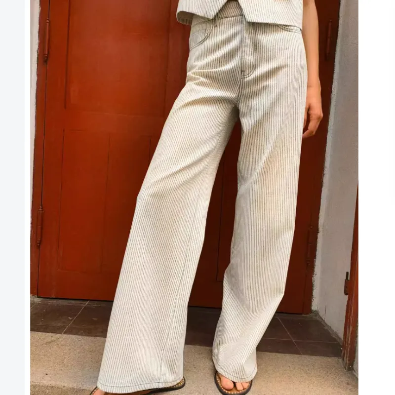ZARA Casual Pants Women's Green/White-2