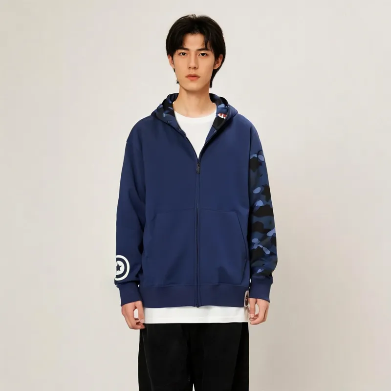 Bape Color Camo Giant Shark Loose Fit Full Zip Hoodie-3
