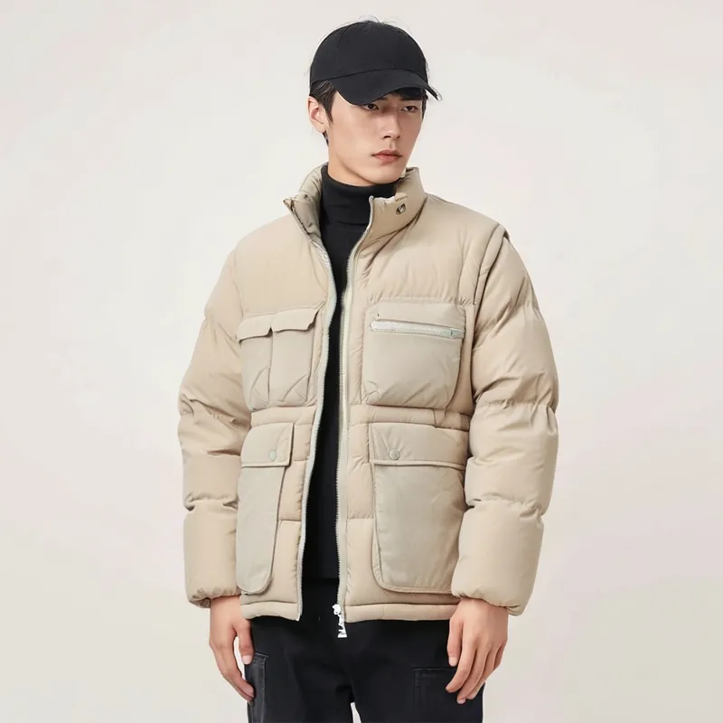 New Era Puffer Jacket Men's Beige-4