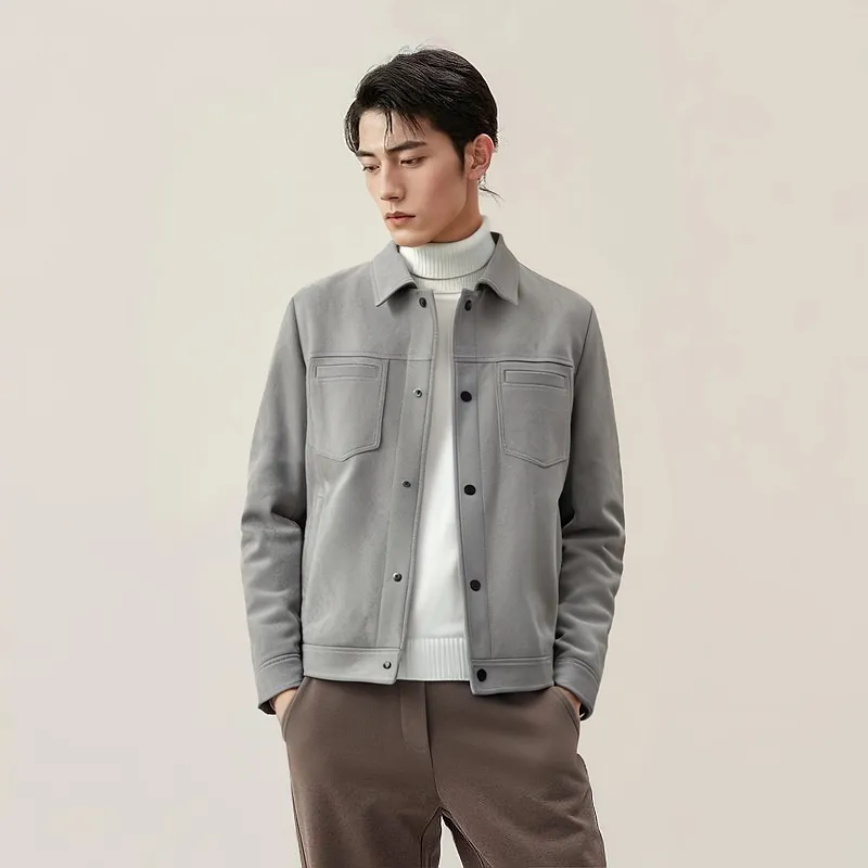 DAVID NAMAN Jackets Men Gray-7