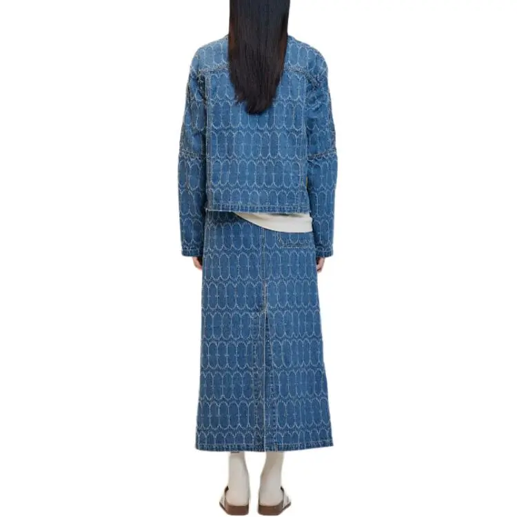 H&M Denim Long Skirts Women's Blue-2