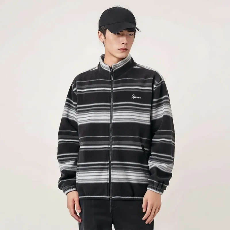 Supreme Stripe Zip Up Fleece Jacket-7