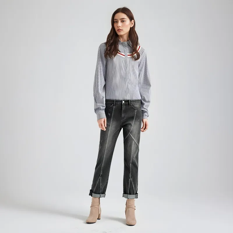 XINYINSU Holes And Zippers Design Unisex Jeans-9