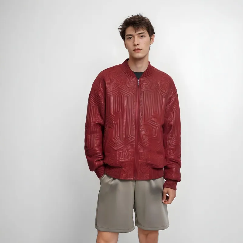 Supreme Mister Cartoon Embroidered Leather Jacket-3