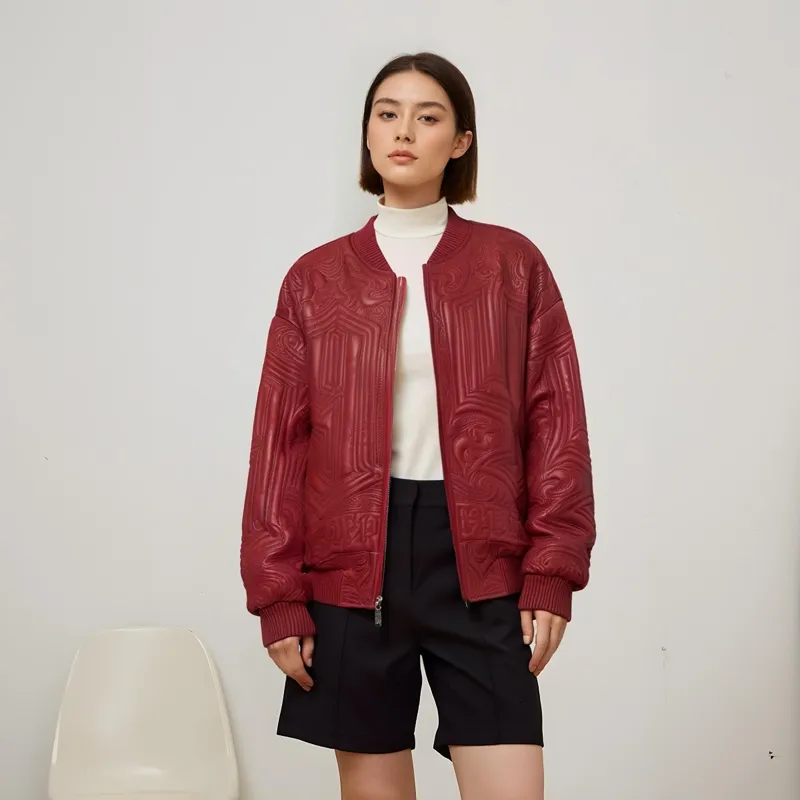 Supreme Mister Cartoon Embroidered Leather Jacket-4
