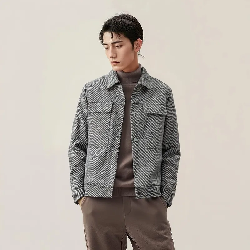 HLA Jackets Men Medium Gray Pattern U2-2