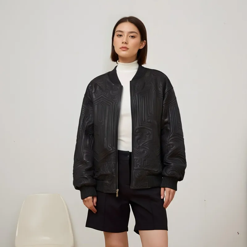 Supreme Mister Cartoon Embroidered Leather Jacket-8
